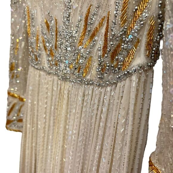 Bob Mackie & Lillie Rubin Vintage Heavily Beaded Sequin Glamorous Silk Gown 10 - Picture 6 of 15